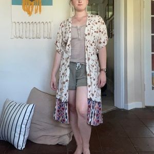 Bohemian Floral Kimono with Tie Waist